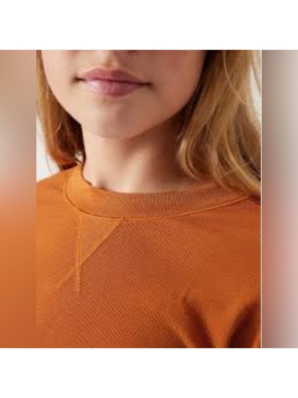 Athleta Girl Wander Waffle Long Sleeve Top Foliage Orange Size XL/14 - Picture 7 of 7